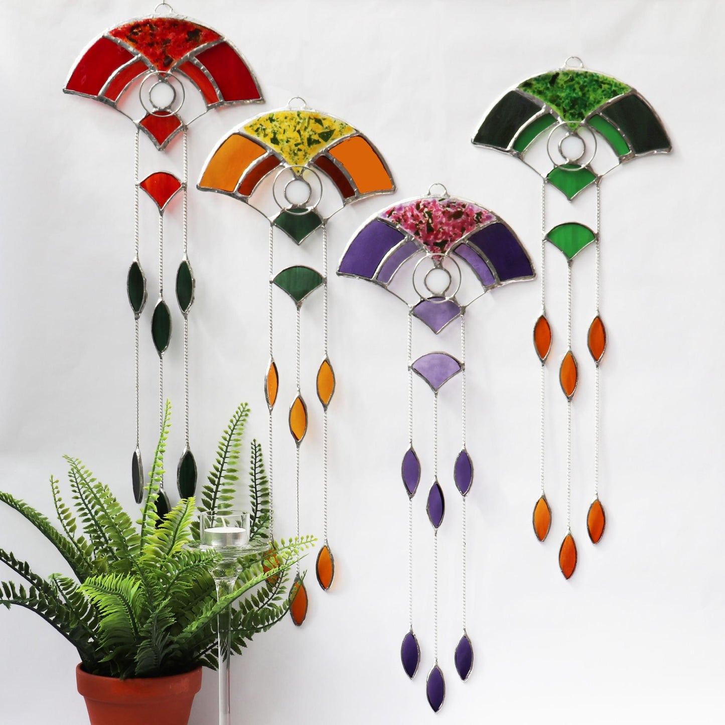 Art Deco Stained Glass Suncatchers Group Design 3