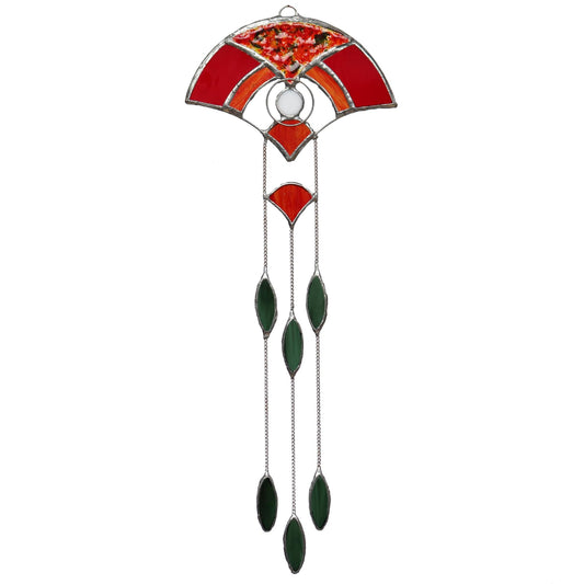 Red Art Deco Style Stained Glass Sun Catcher Design 3
