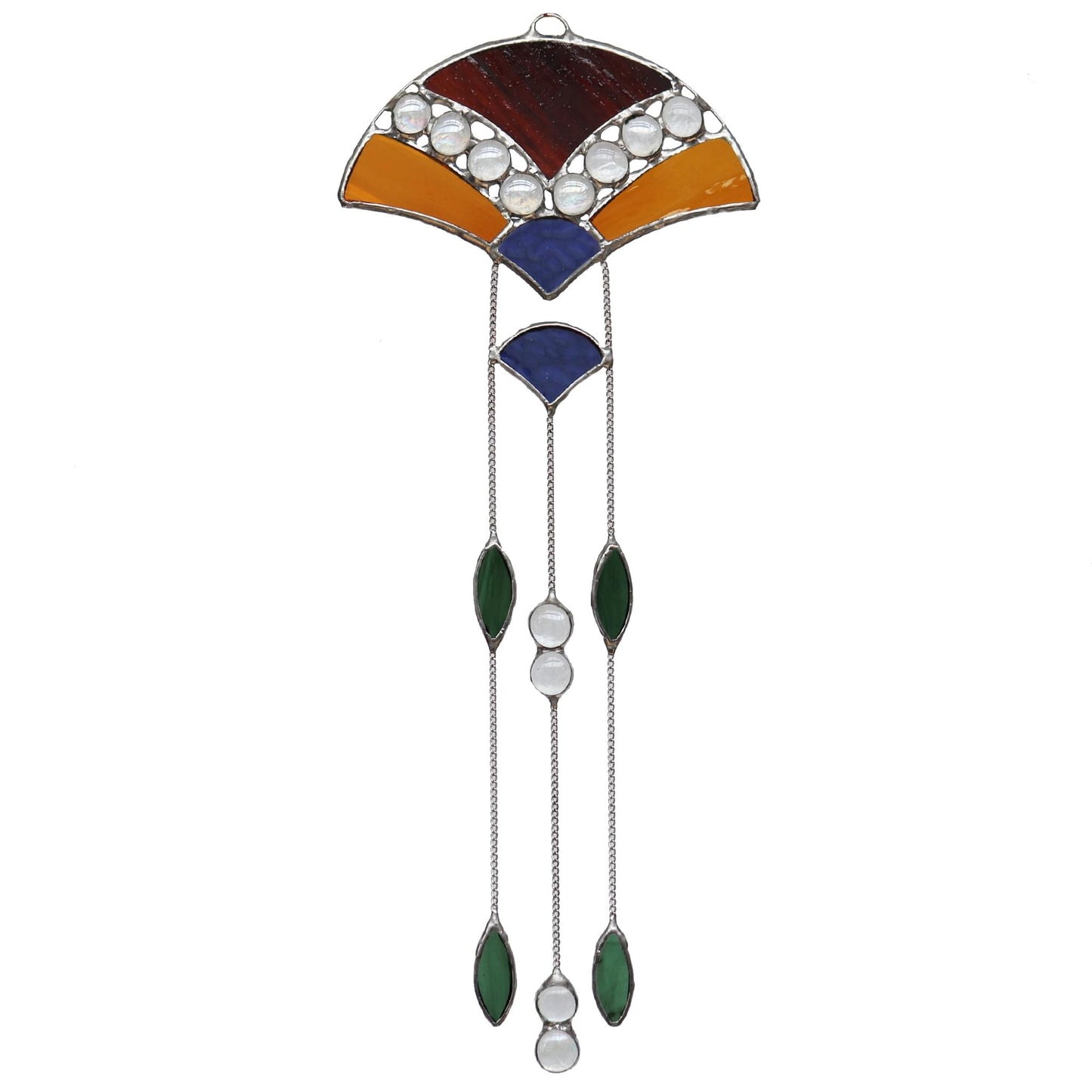 Amber Art Deco Style Stained Glass Suncatcher. Design 4