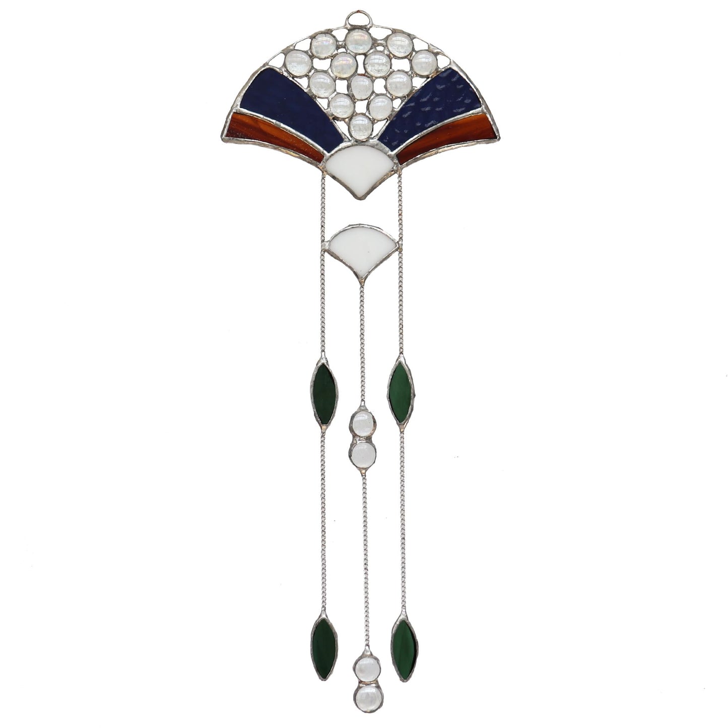 White Art Deco Style Stained Glass Suncatcher. Design 5
