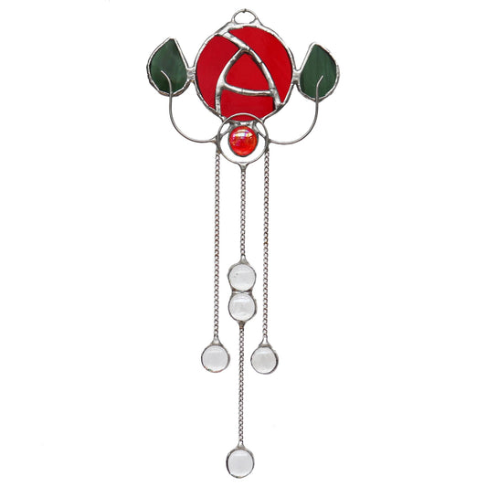Art Nouveau Design 1 Red Stained Glass Sun Catcher