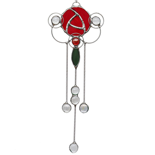 Art Nouveau Design 2 Red Stained Glass Sun Catcher