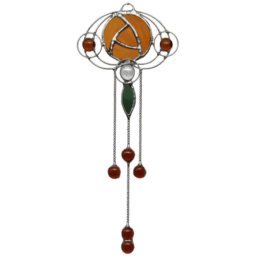 Art Nouveau Design 3 Amber Stained Glass Sun Catcher