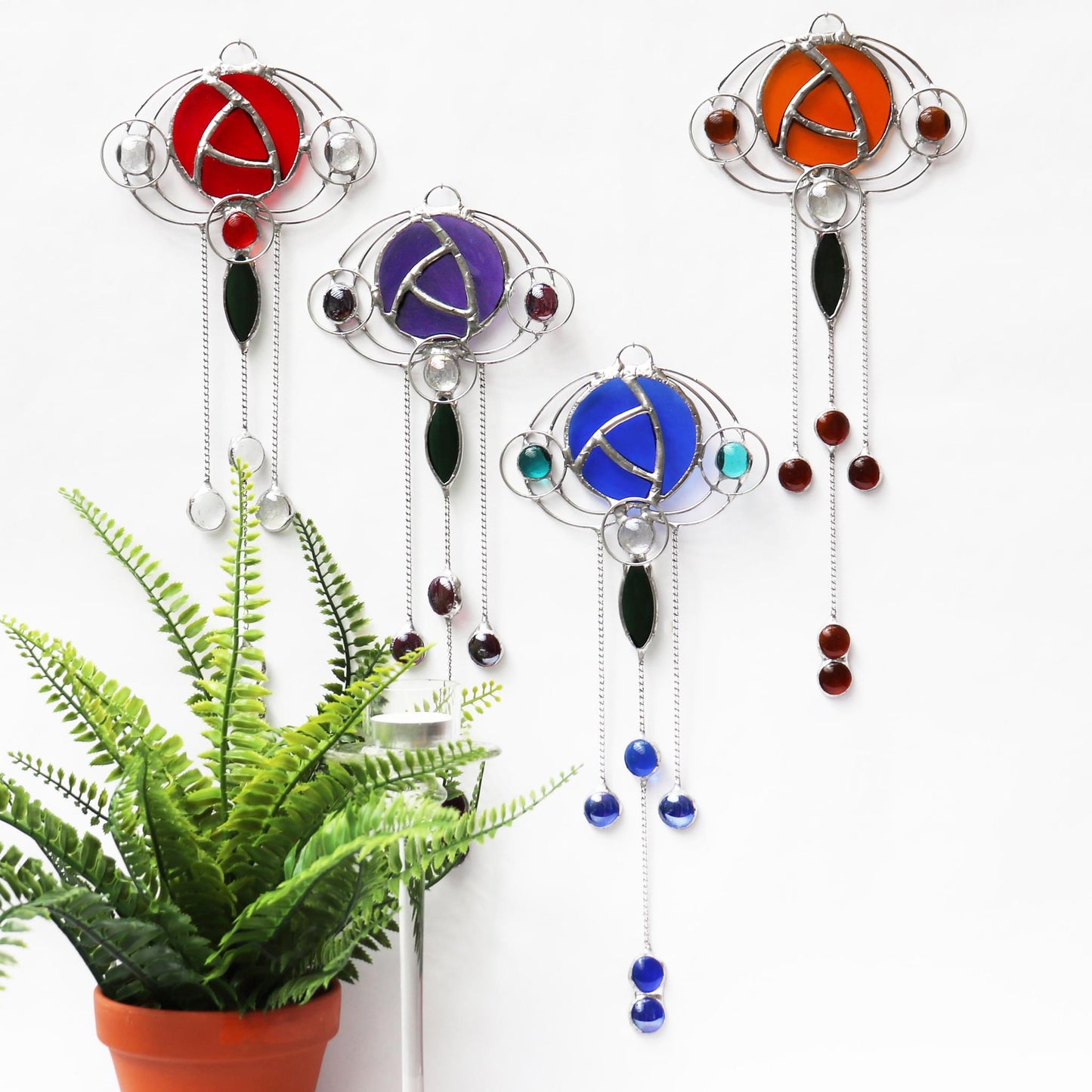 Art Nouveau Design 3 Stained Glass Sun Catcher Collection