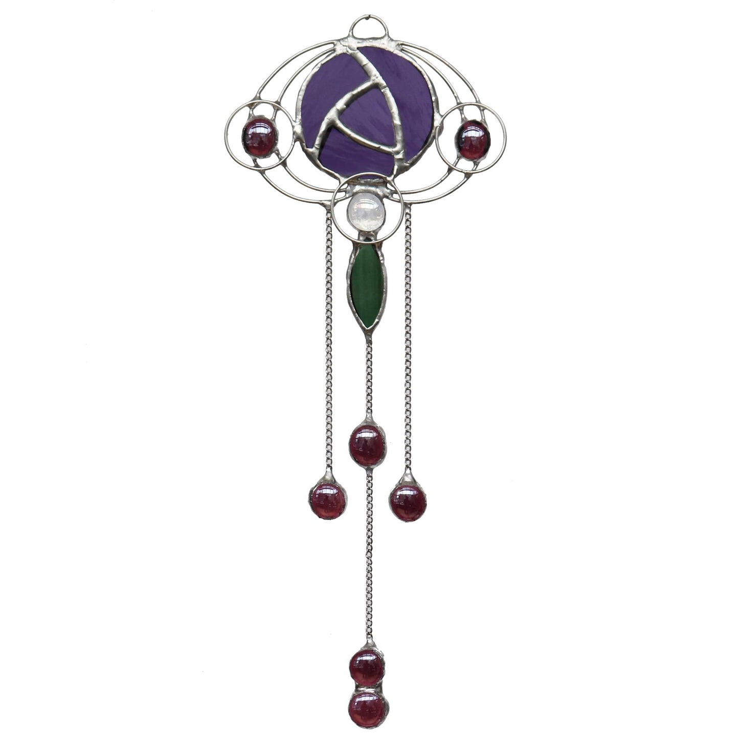 Art Nouveau Design 3 Purple Stained Glass Sun Catcher