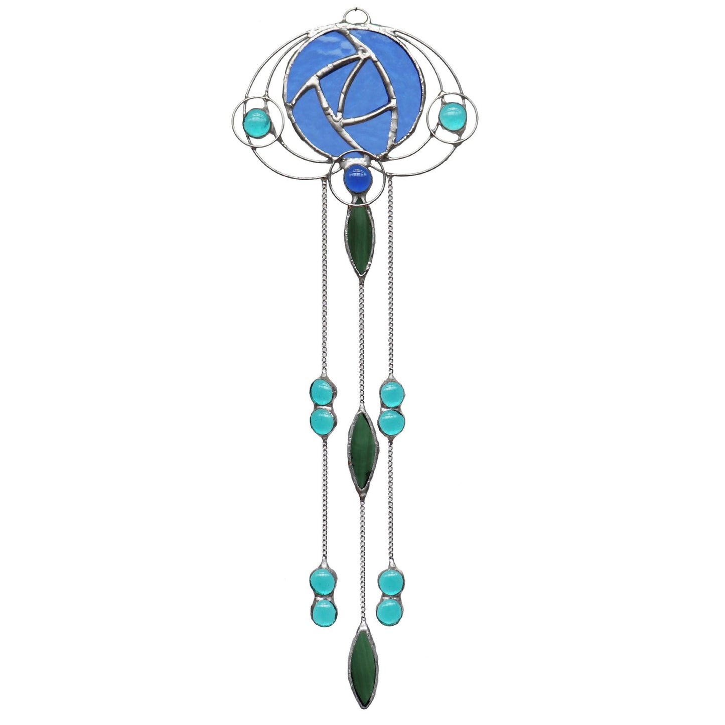 Art Nouveau Design 5 Blue Stained Glass Sun Catcher