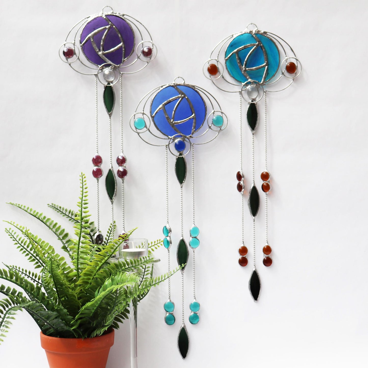 Art Nouveau Design 5 Stained Glass Sun Catcher Collection