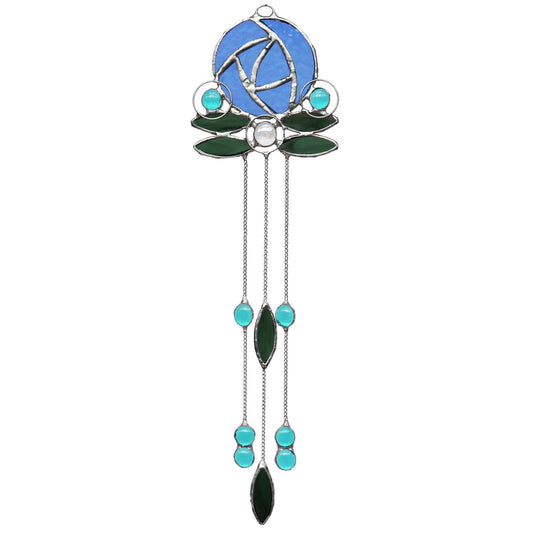 Art Nouveau Design 6 Blue Stained Glass Sun Catcher