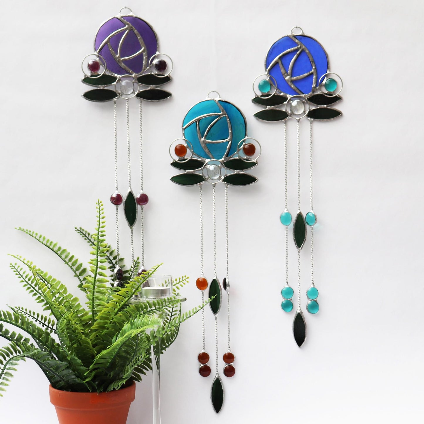Art Nouveau Design 6 Stained Glass Sun Catcher Collection