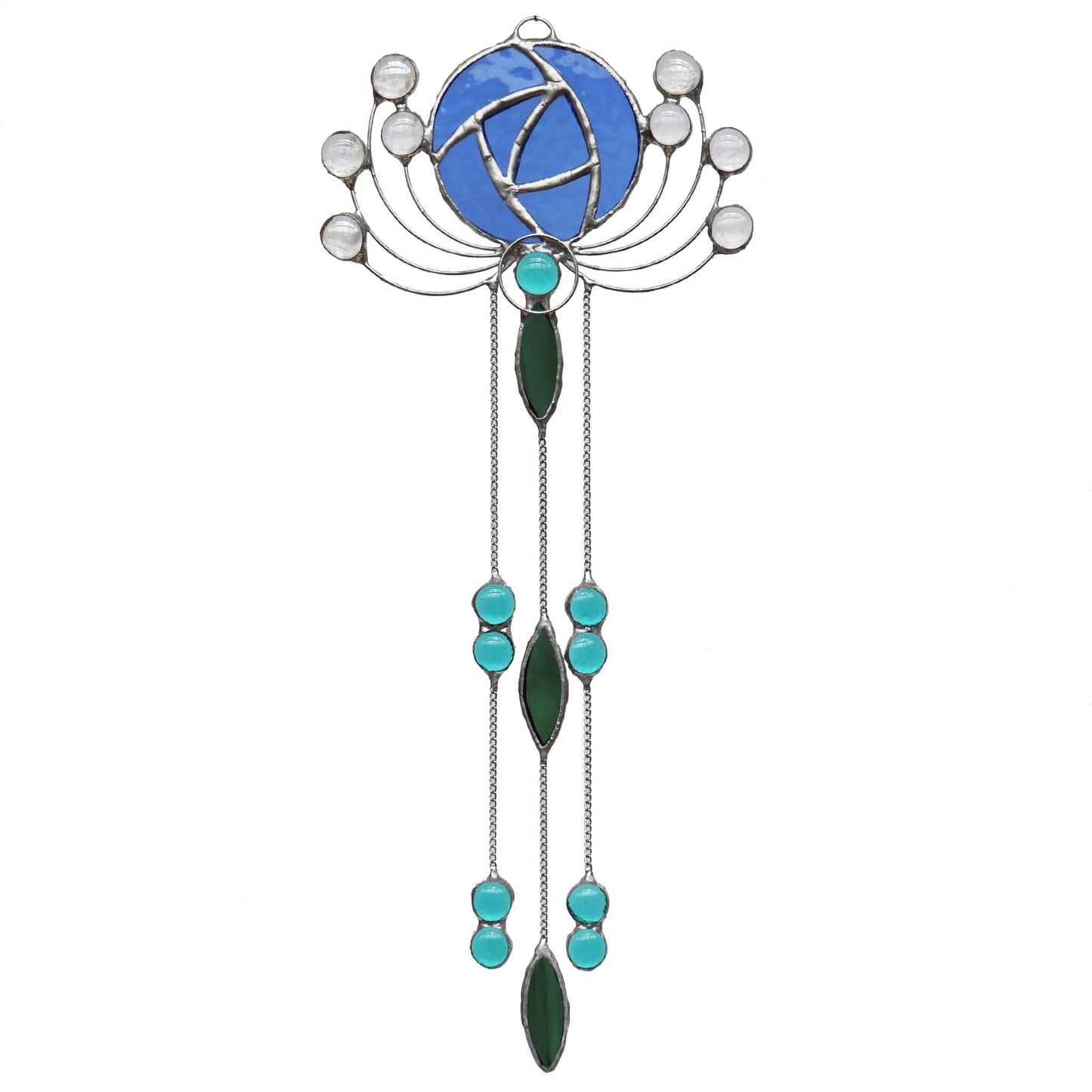 Art Nouveau Design 7 Blue Stained Glass Sun Catcher