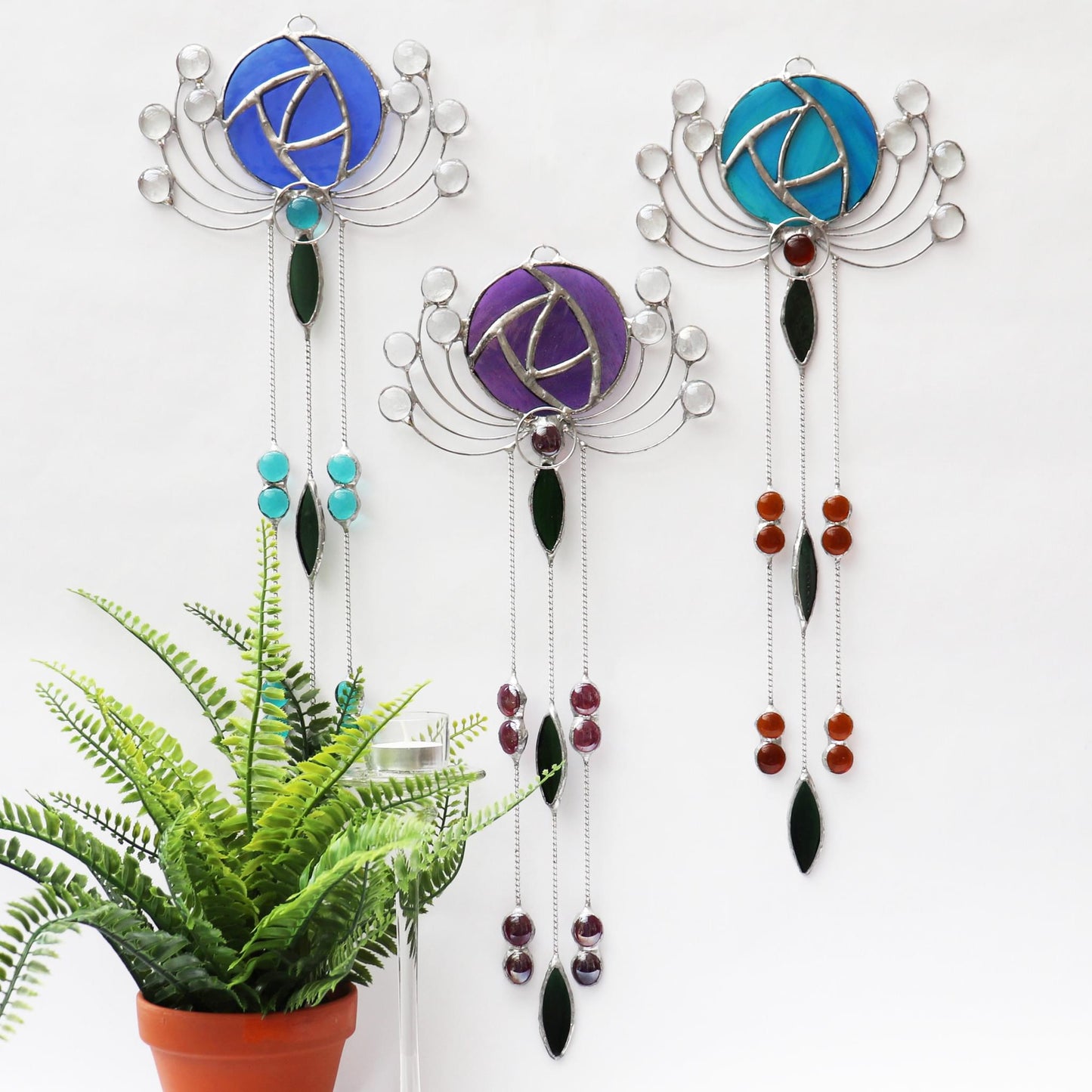Art Nouveau Design 7 Stained Glass Sun Catcher Collection