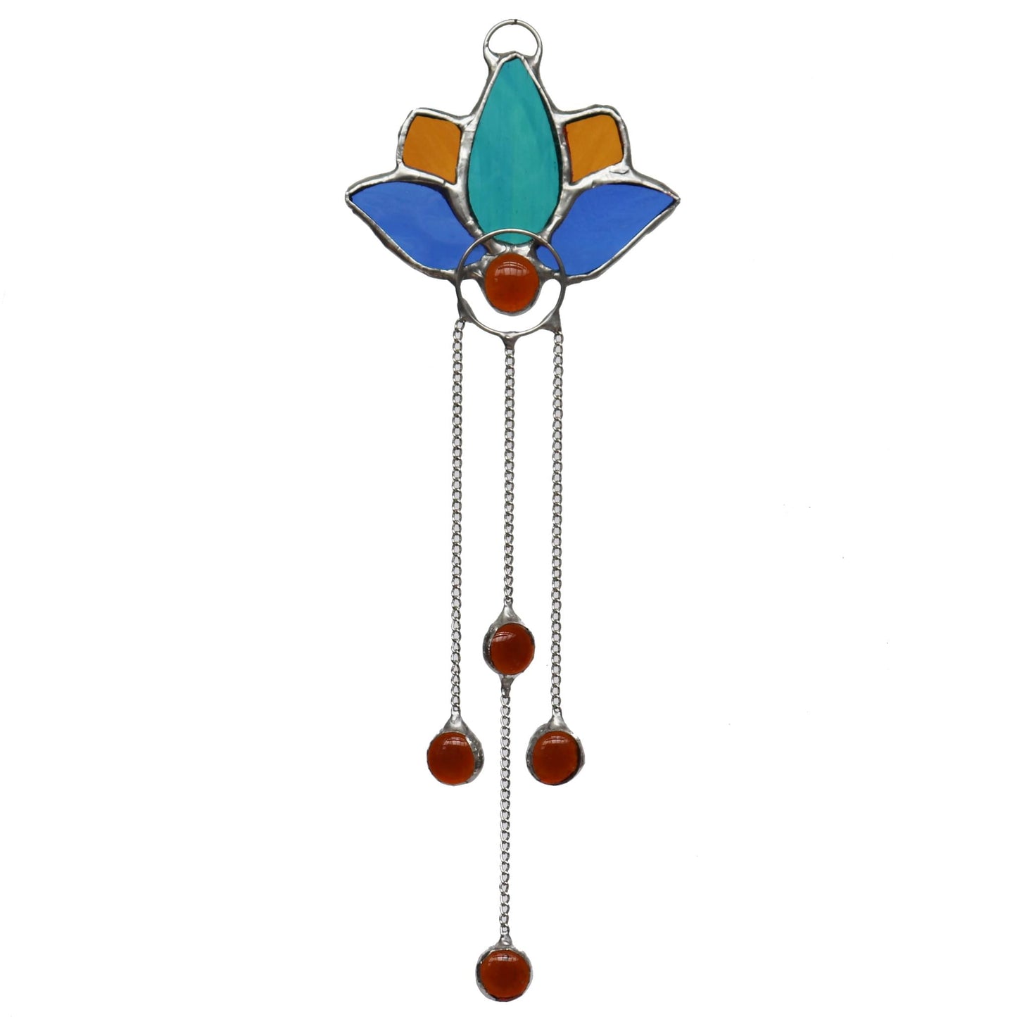 Stained Glass Sun Catcher Blue Lotus Flower Design 1