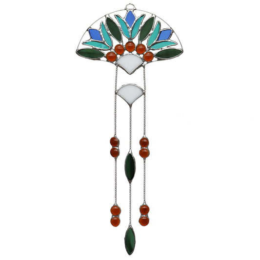 Stained Glass Suncatcher Jade Lotus Flower Design 3