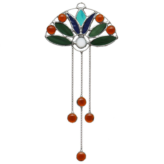Stained Glass Suncatcher Blue Lotus Flower Design 4
