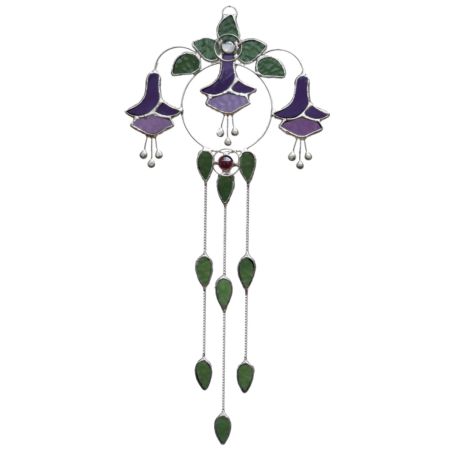 Stained Glass Sun Catcher Fuchsia Flower Design