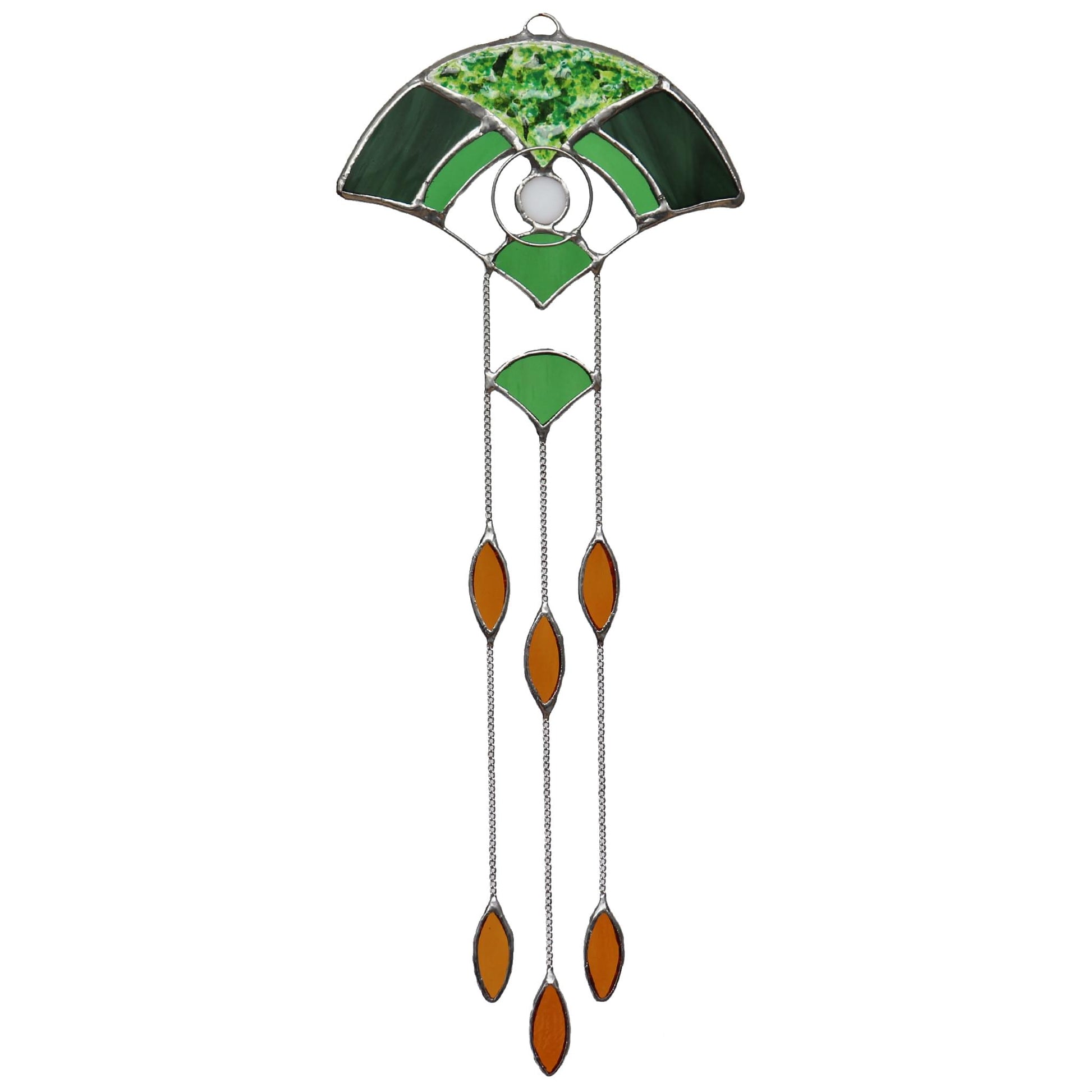 Green Art Deco Style Stained Glass Sun Catcher Design 3