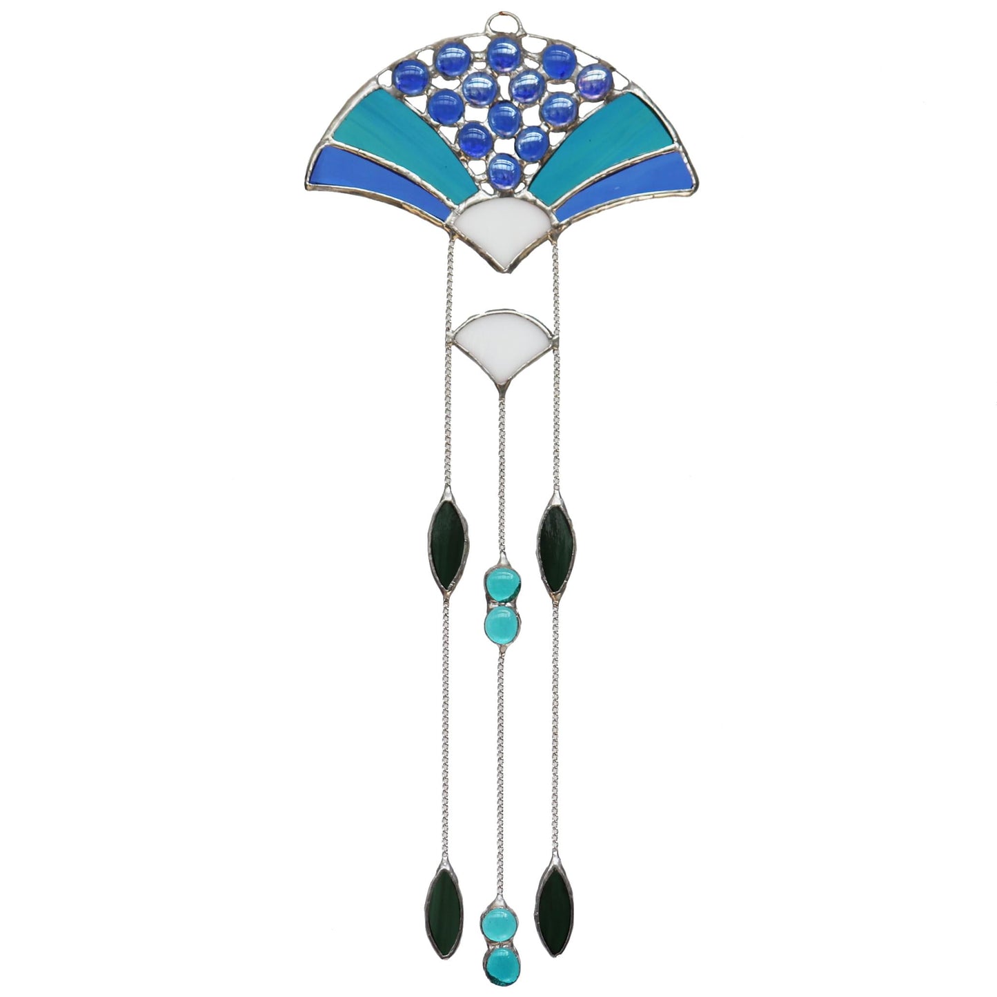 Blue Art Deco Style Stained Glass Suncatcher. Design 5