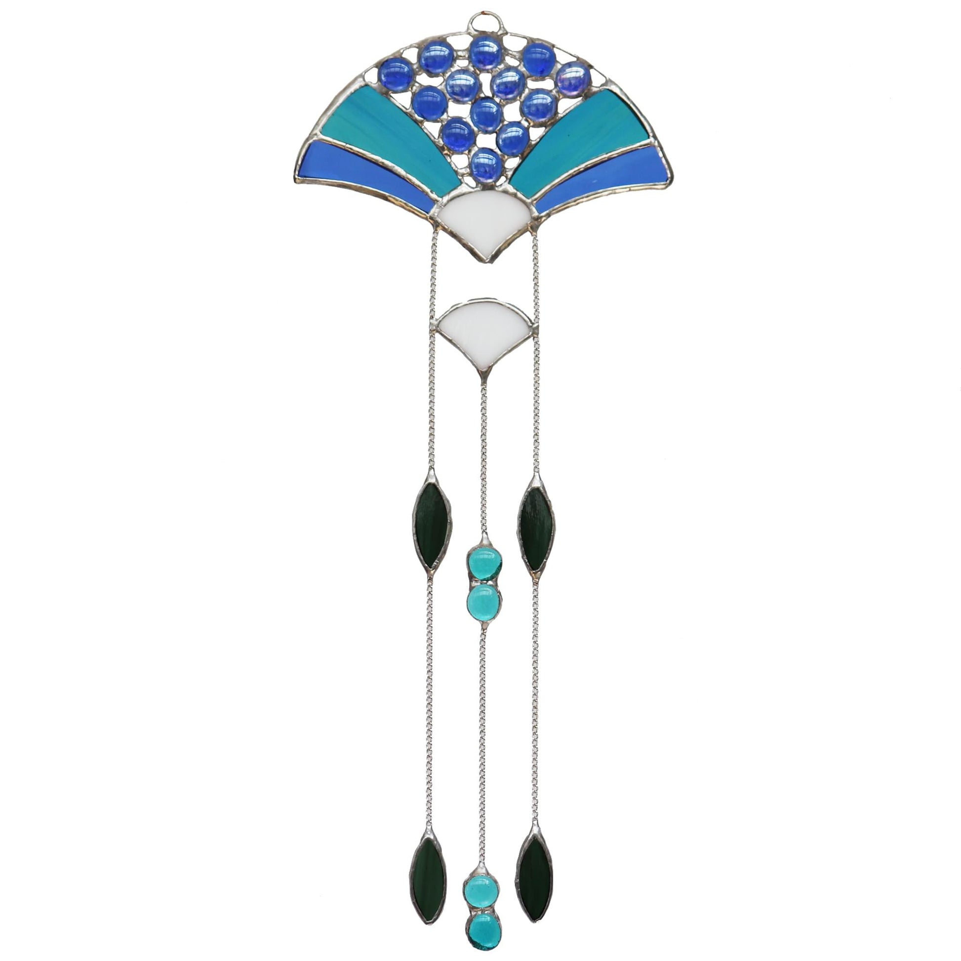 Blue Art Deco Style Stained Glass Suncatcher. Design 5
