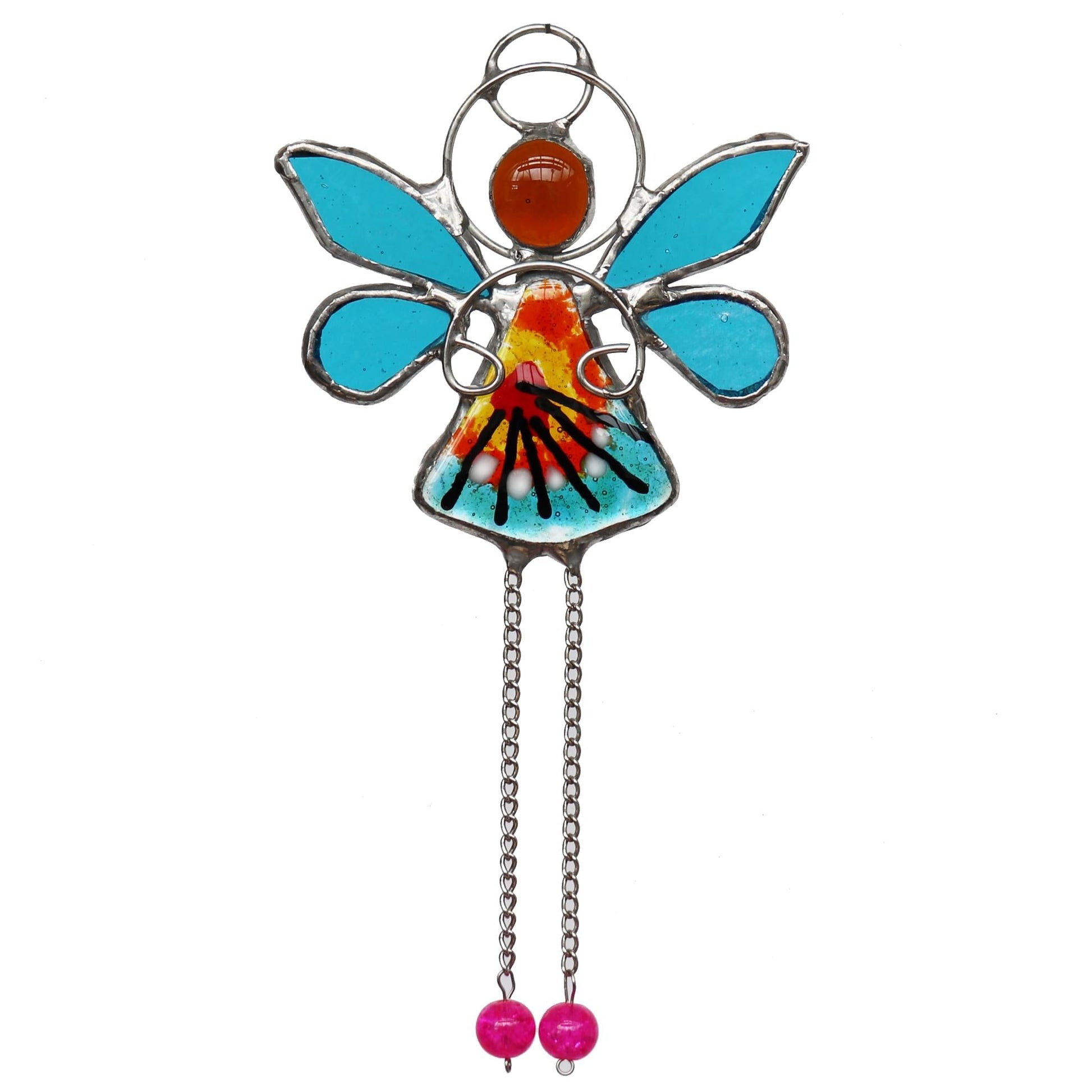 Stained Glass Sun Catcher Turquoise Bohemian Fairy Design