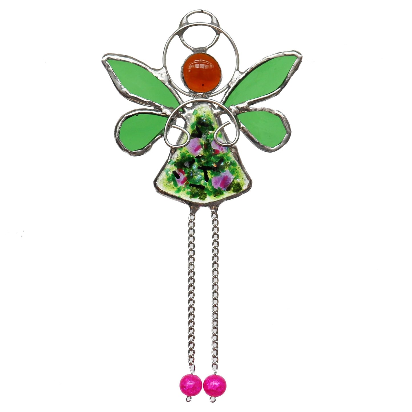 Stained Glass Sun Catcher Green Festival Fairy Design