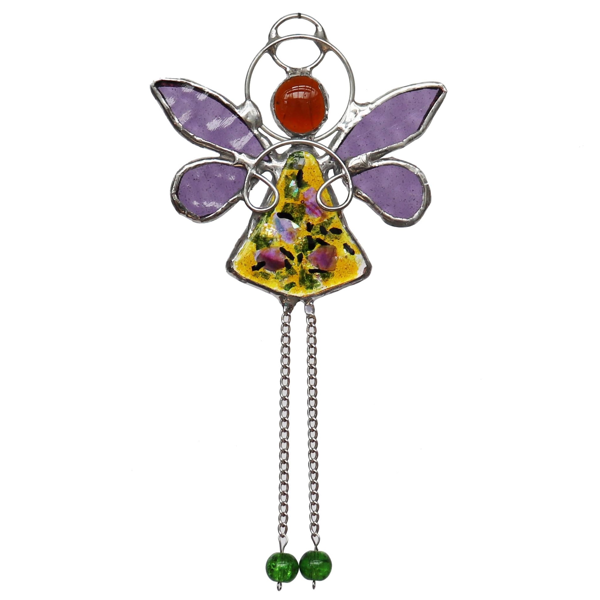 Stained Glass Sun Catcher Yellow Festival Fairy Design