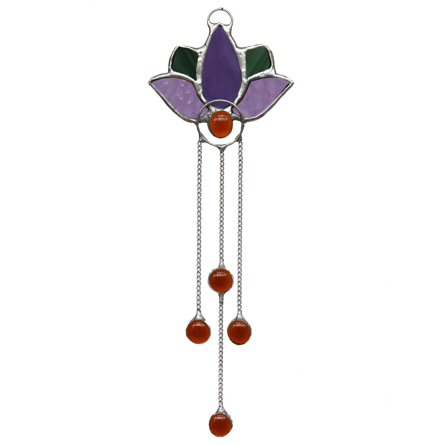 Stained Glass Sun Catcher Purple Lotus Flower Design 1
