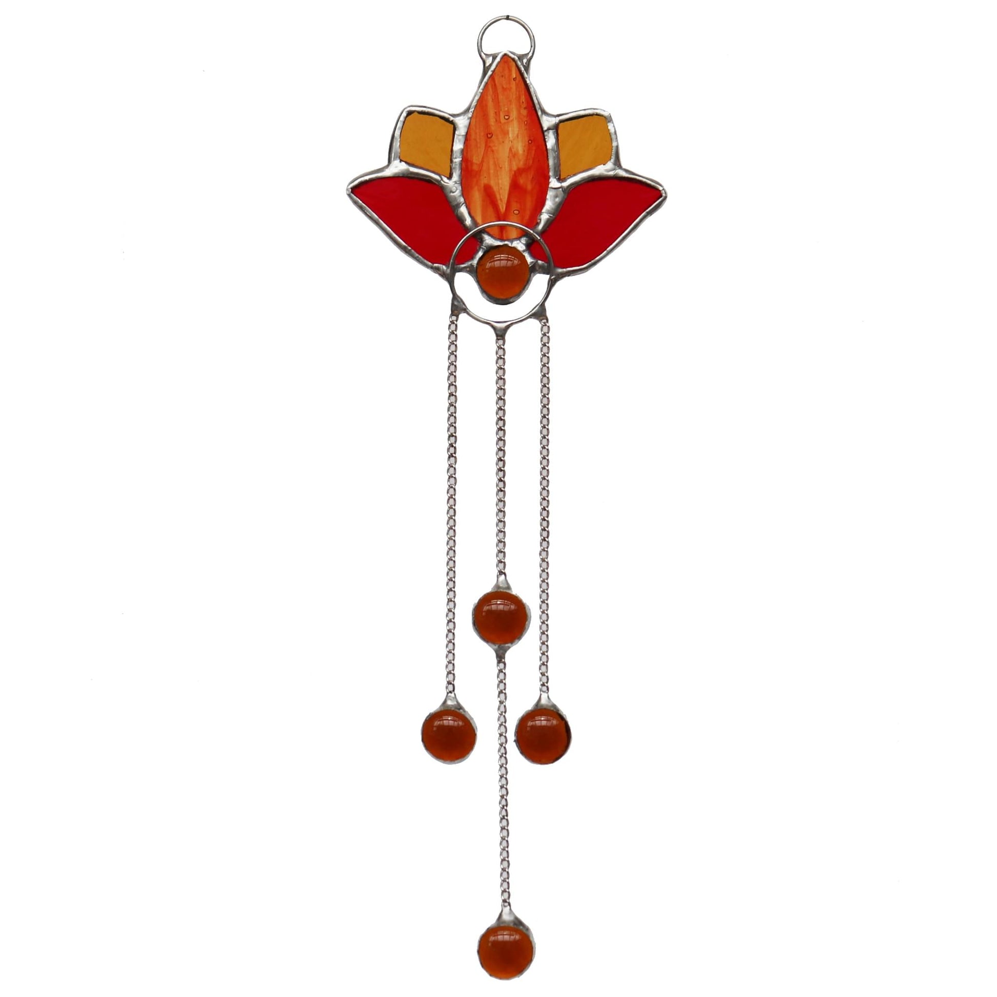 Stained Glass Sun Catcher Red Lotus Flower Design 1