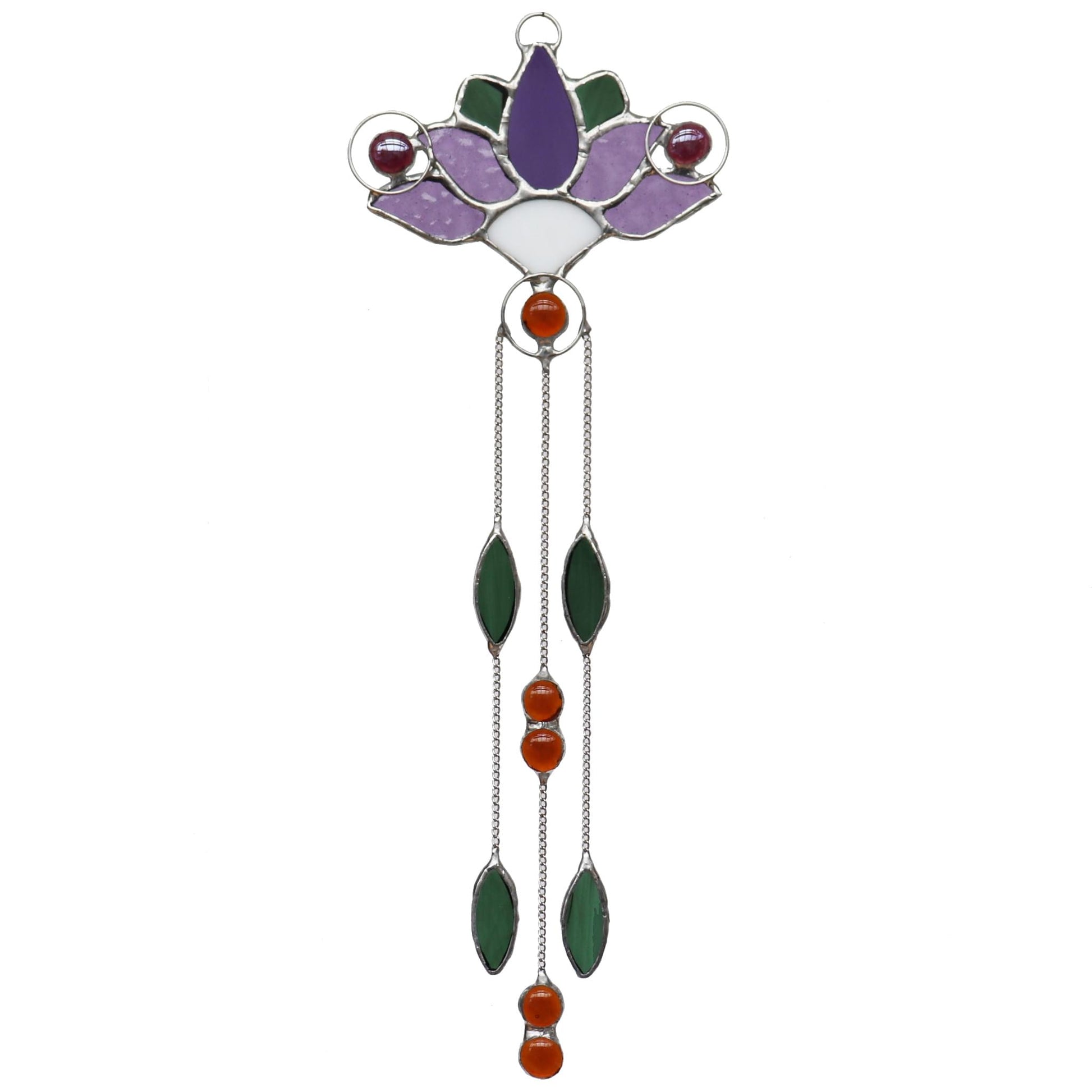 Stained Glass Suncatcher Purple Lotus Flower Design 2