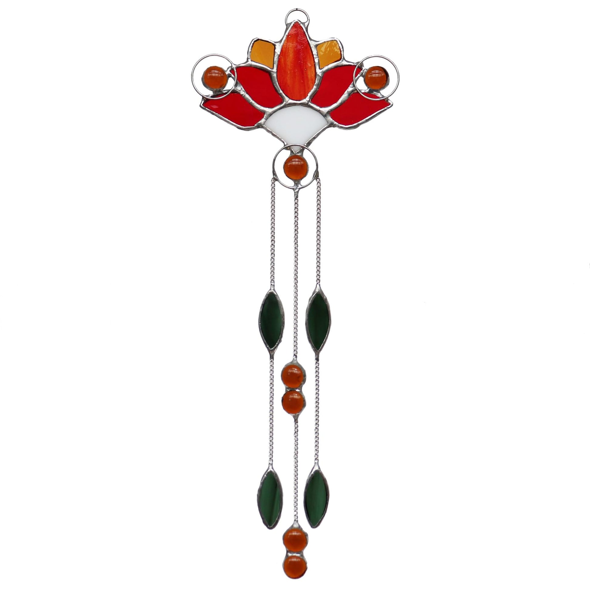 Stained Glass Suncatcher Red Lotus Flower Design 2