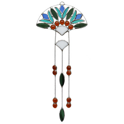 Stained Glass Suncatcher Jade Lotus Flower Design 3