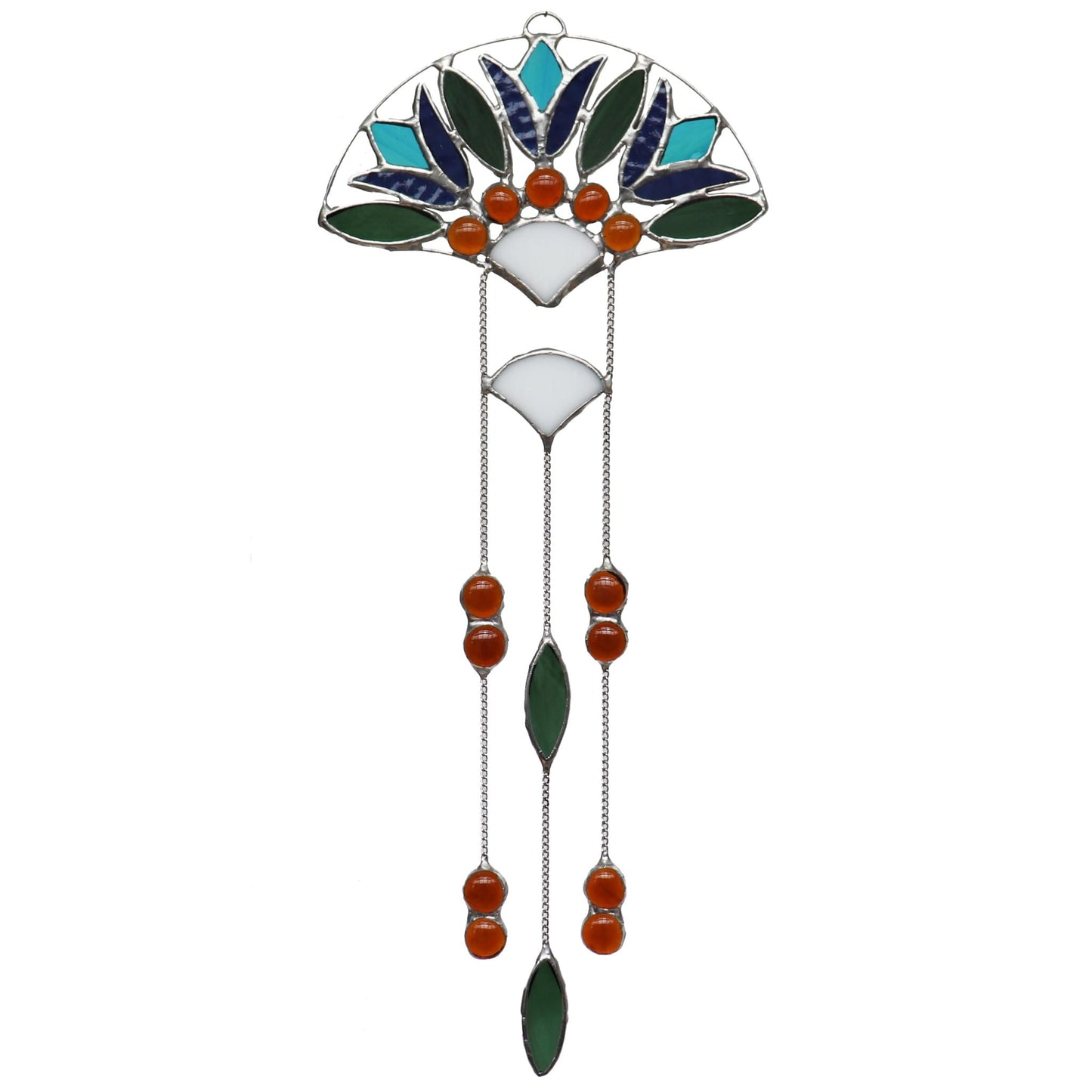 Stained Glass Suncatcher Navy Lotus Flower Design 3