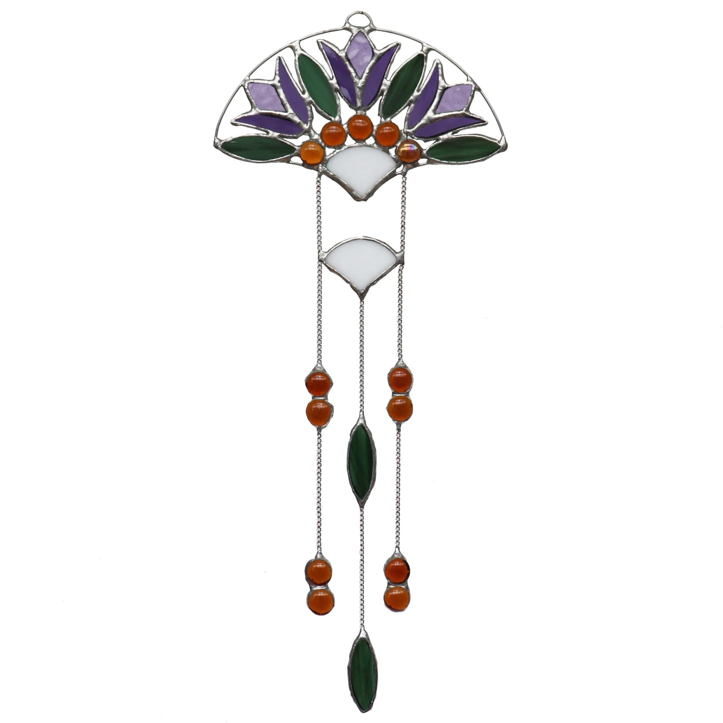 Stained Glass Suncatcher Purple Lotus Flower Design 3