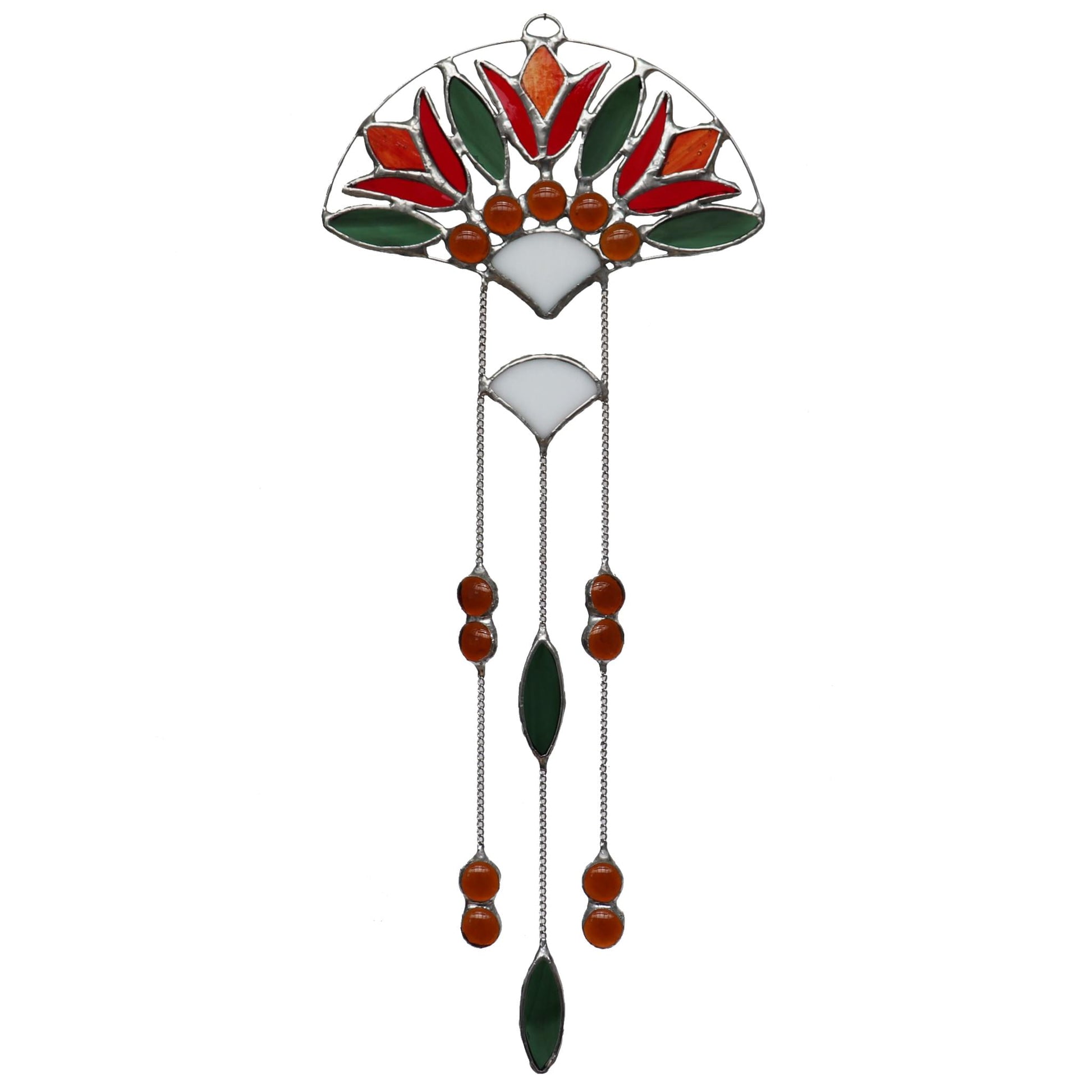 Stained Glass Suncatcher Red Lotus Flower Design 3