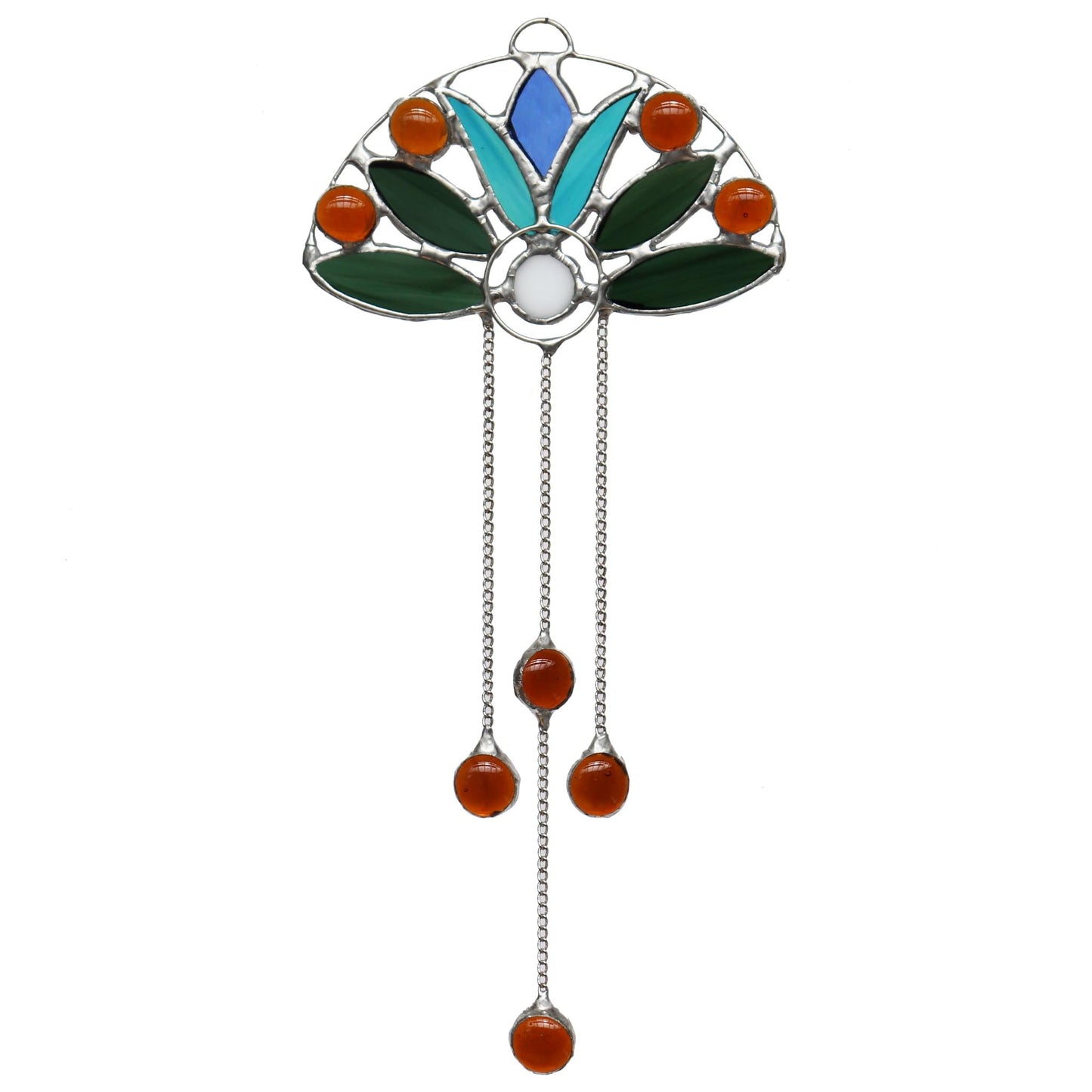 Stained Glass Suncatcher Jade Lotus Flower Design 4
