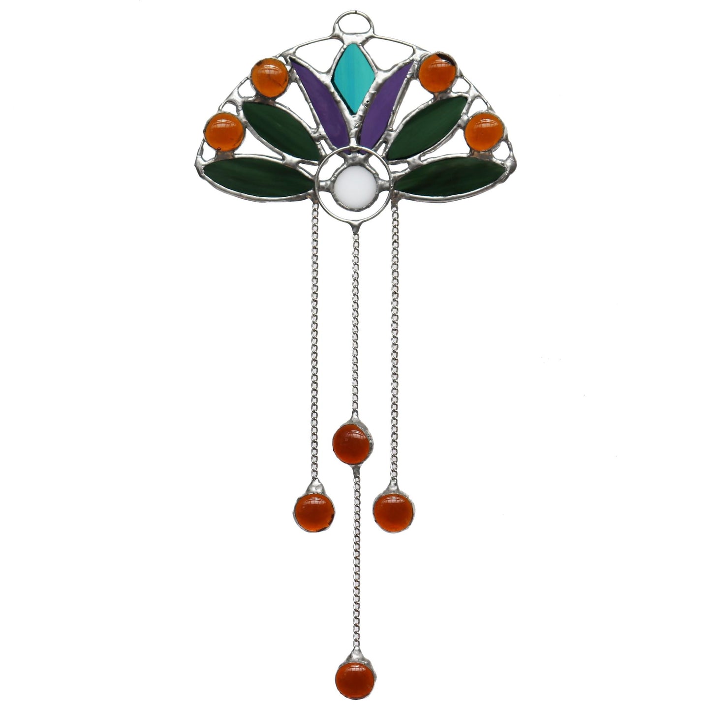 Stained Glass Suncatcher Purple Lotus Flower Design 4