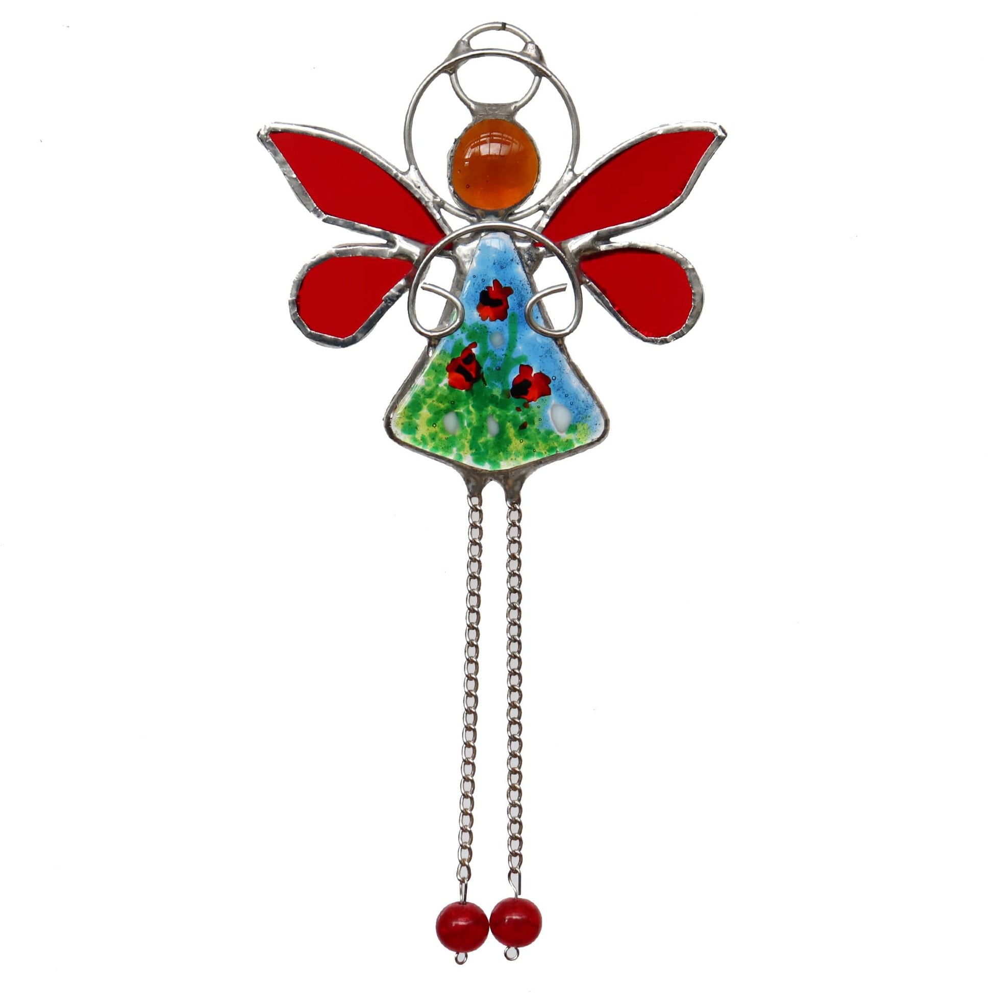 Stained Glass Sun Catcher Poppy Meadow Fairy Design
